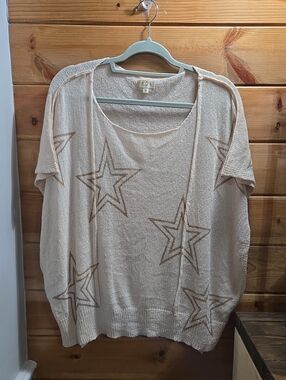 POL Sweater - Women's Cream Star Knit Sweater Open Sides